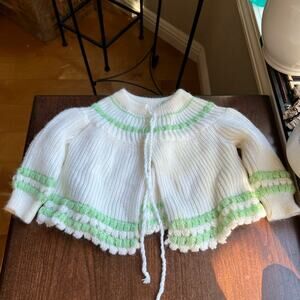 Vintage The Emporium Sweater Cardigan 12 mon white green cardigan Medium